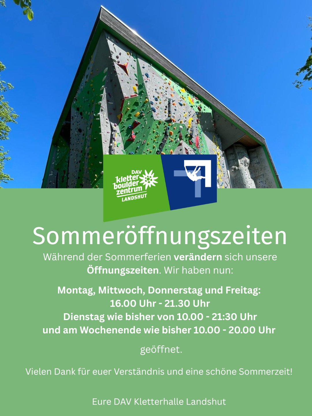veränderte Öffnungszeiten Sommerferien